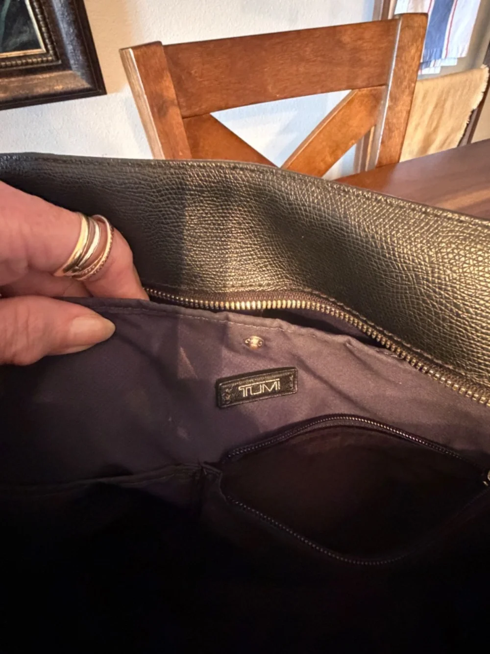 Tumi Black leather Large Sinclair Camila Tote